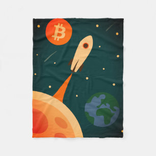 Bitcoin Rakete Fleecedecke
