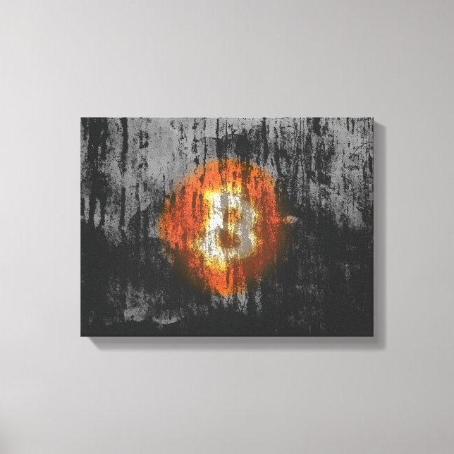 Bitcoin-resistente Kunst (auf schwarzer Wand HD) Leinwanddruck (Vorderseite)
