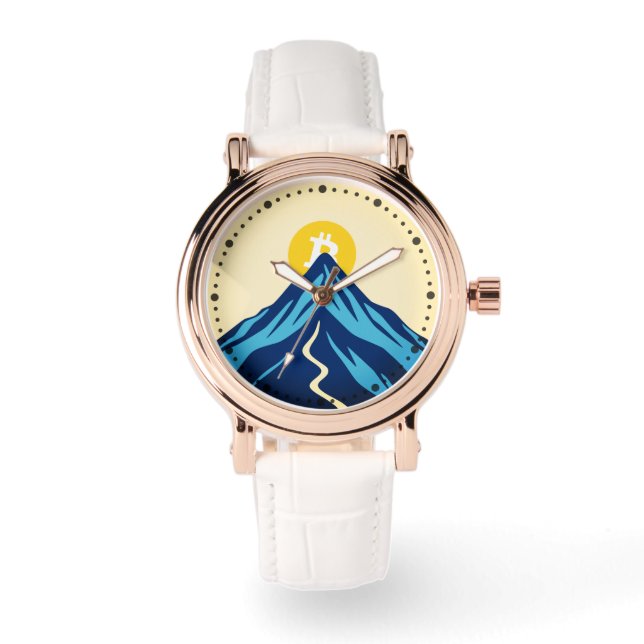 Bitcoin Rising (Stil: Hell) Armbanduhr (Vorderseite)