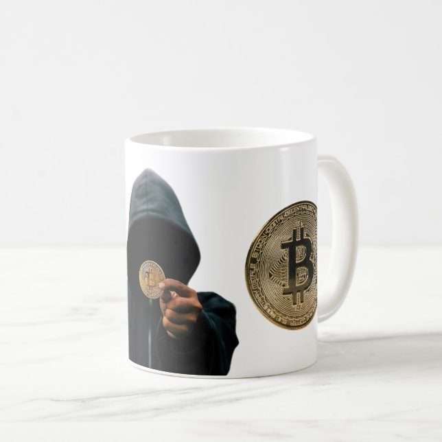 Bitcoin Satoshi Kaffeetasse (VorderseiteRechts)