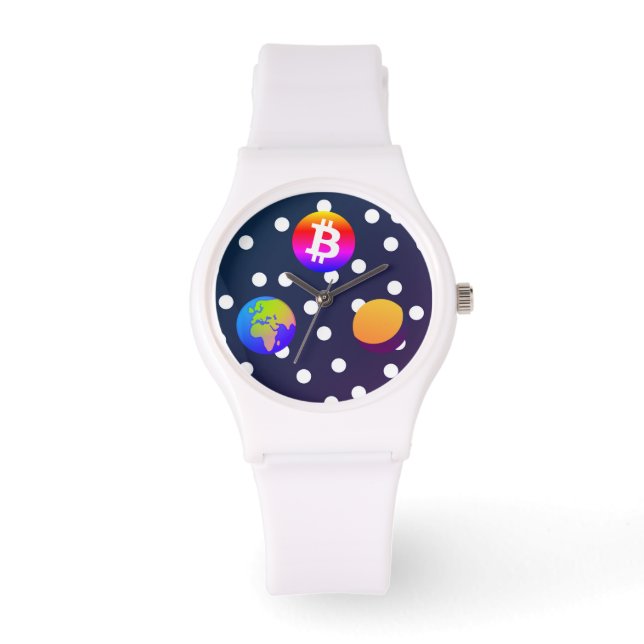 Bitcoin Solar Space Designer (farbenfroh) Sehen Armbanduhr (Vorderseite)