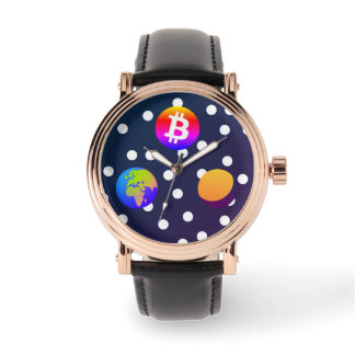 Bitcoin Solar Space Designer (farbenfroh) Sehen Armbanduhr