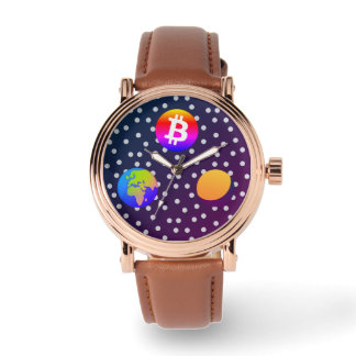 Bitcoin Solar Space Designer (farbenfroh) Sehen Armbanduhr