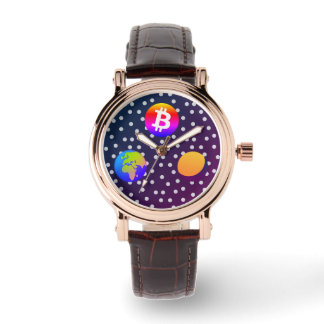 Bitcoin Solar Space Designer (farbenfroh) Sehen Armbanduhr