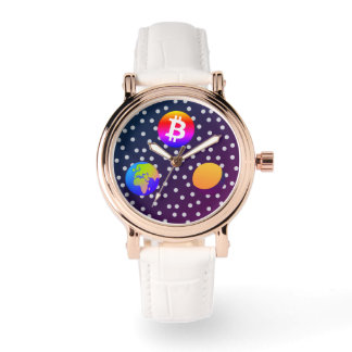 Bitcoin Solar Space Designer (farbenfroh) Sehen Armbanduhr