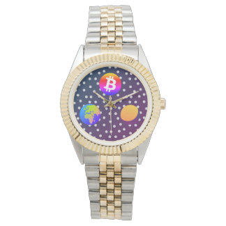 Bitcoin Solar Space Designer (farbenfroh) Sehen Armbanduhr
