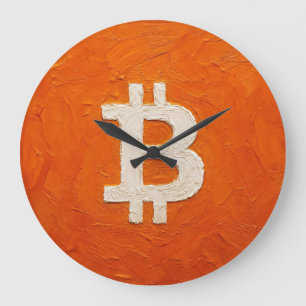 Bitcoin-Standard (Öl, Stil: 2) Große Wanduhr