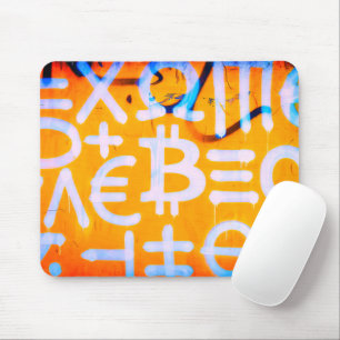 Bitcoin-Straßenkunst (Orange Malerei Nr. 1) Mousepad