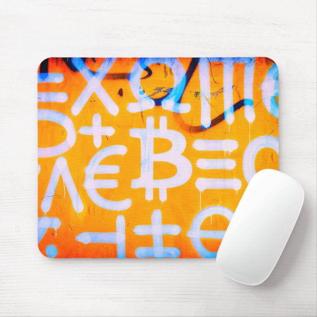Bitcoin-Straßenkunst (Orange Malerei Nr. 1) Mousepad (Mit Mouse)