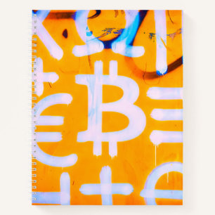 Bitcoin-Straßenkunst (Orange Malerei Nr. 1) Notizbuch