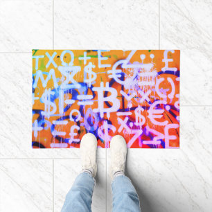 Bitcoin-Straßenkunst (Orange Malerei Nr. 2) Fußmatte