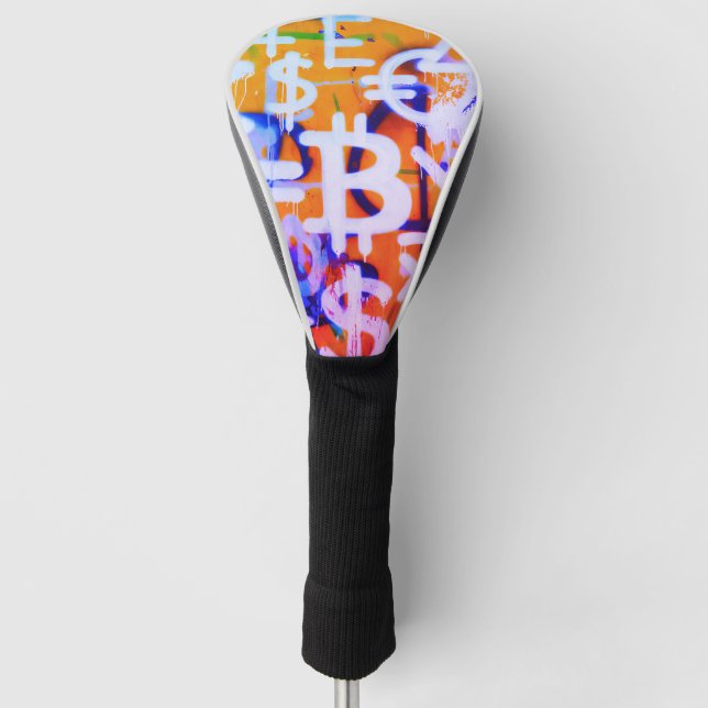 Bitcoin-Straßenkunst (Orange Malerei Nr. 2) Golf Headcover (Vorderseite)