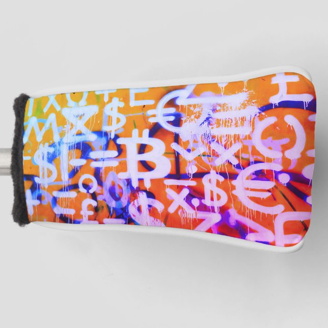 Bitcoin-Straßenkunst (Orange Malerei Nr. 2) Golf Headcover (Vorderseite)