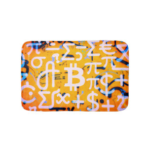 Bitcoin-Straßenkunst (Orange Malerei Nr. 4) Badematte