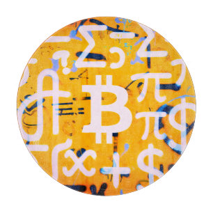 Bitcoin-Straßenkunst (Orange Malerei Nr. 4) Schneidebrett