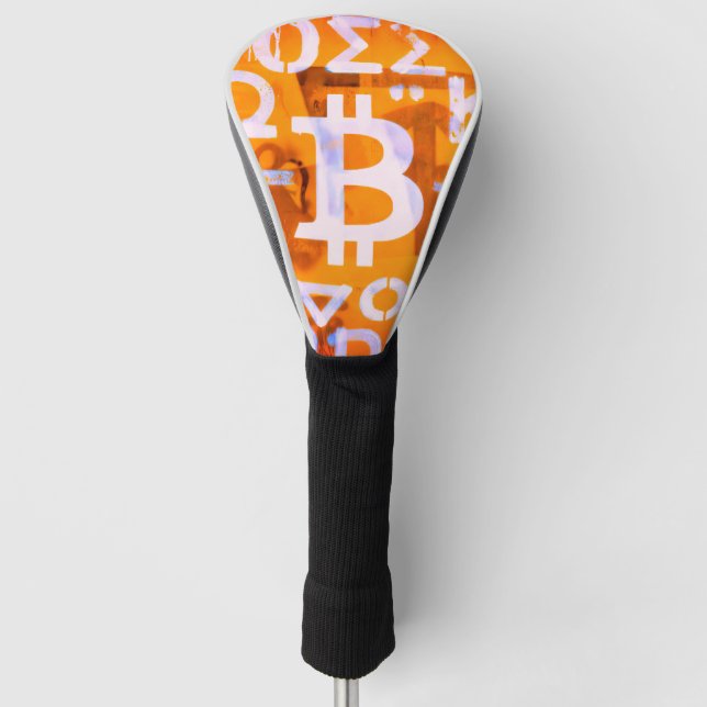 Bitcoin-Straßenkunst (Orange Malerei Nr. 6) Golf Headcover (Vorderseite)