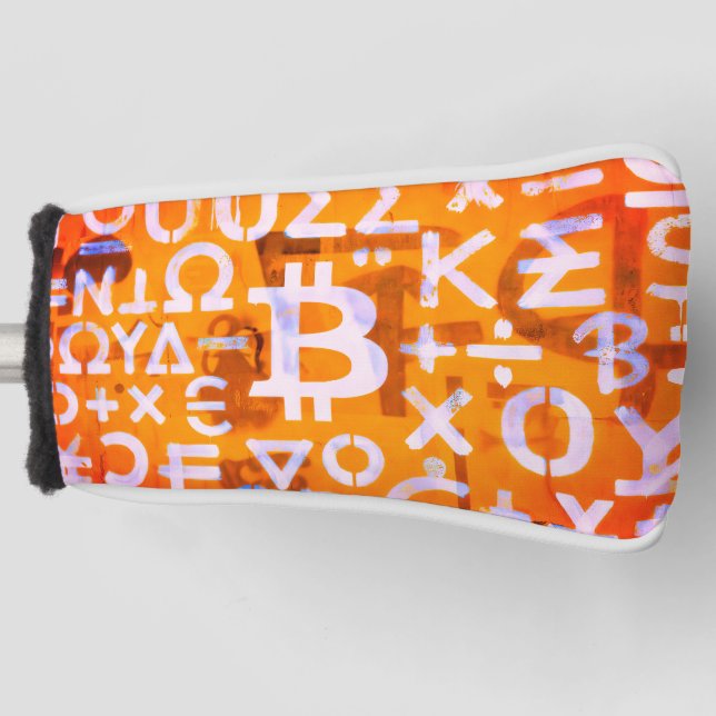 Bitcoin-Straßenkunst (Orange Malerei Nr. 6) Golf Headcover (Vorderseite)