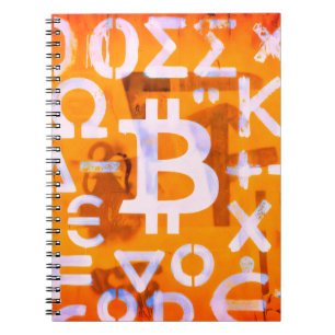 Bitcoin-Straßenkunst (Orange Malerei Nr. 6) Notizblock