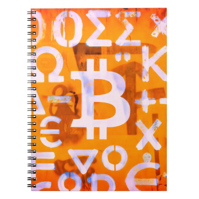 Bitcoin-Straßenkunst (Orange Malerei Nr. 6) Notizblock (Vorderseite)