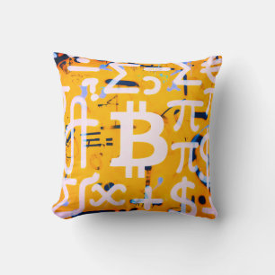Bitcoin-Straßenkunst (Oranges Gemälde Nr. 4) Kissen