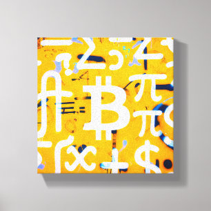 Bitcoin-Straßenkunst (Oranges Gemälde Nr. 4) Leinwanddruck