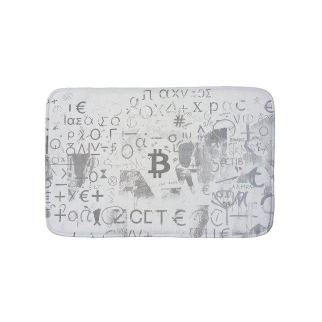 Bitcoin-Straßenkunst (Weiße Malerei Nr. 3) Badematte (Vorderseite)