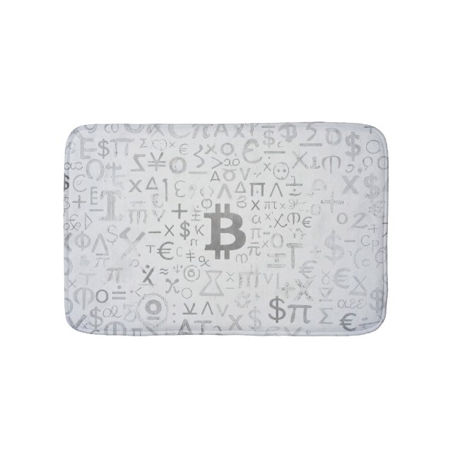 Bitcoin-Straßenkunst (Weiße Malerei Nr. 8) Badematte (Vorderseite)