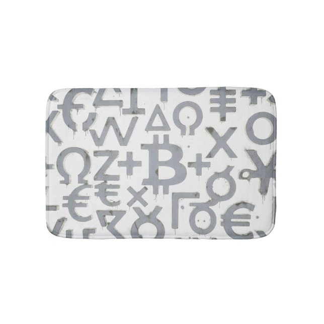 Bitcoin-Straßenkunst (Weißes Gemälde Nr. 1) Badematte (Vorderseite)