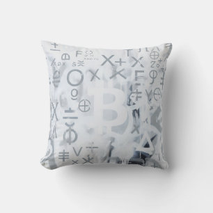 Bitcoin-Straßenkunst (Weißes Gemälde Nr. 5) Kissen