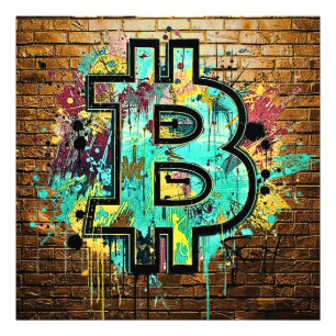 Bitcoin Street Art Poster – Farbige Graffiti Gesta