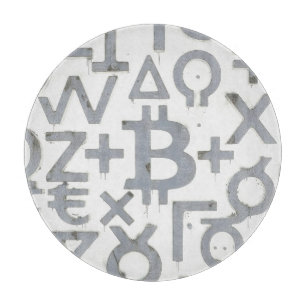 Bitcoin Street Art (Weißes Gemälde Nr. 1) Schneidebrett