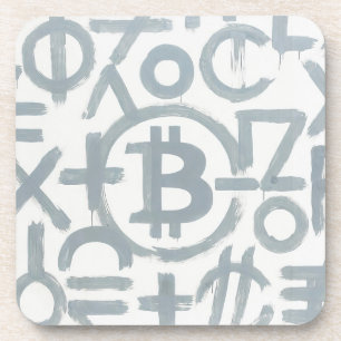 Bitcoin Street Art (Weißes Gemälde Nr. 2) Getränkeuntersetzer