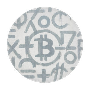 Bitcoin Street Art (Weißes Gemälde Nr. 2) Schneidebrett