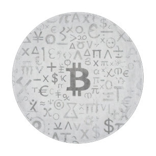 Bitcoin Street Art (Weißes Gemälde Nr. 8) Schneidebrett