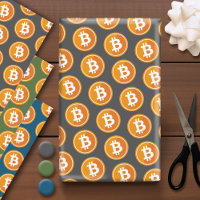 Bitcoin-Symbol in orange und grau-grün