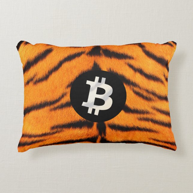 Bitcoin-Tier (Tiger, Stil 1) Dekokissen (Vorderseite)