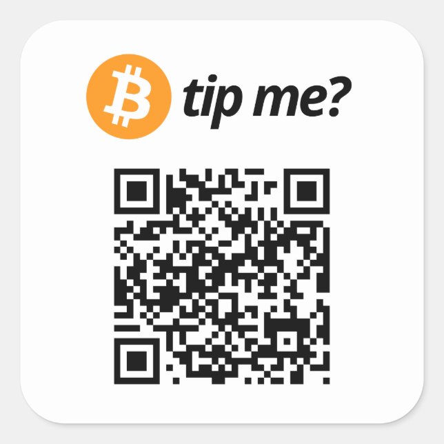 Bitcoin Tipp für mich? Quadratischer Aufkleber (Vorderseite)