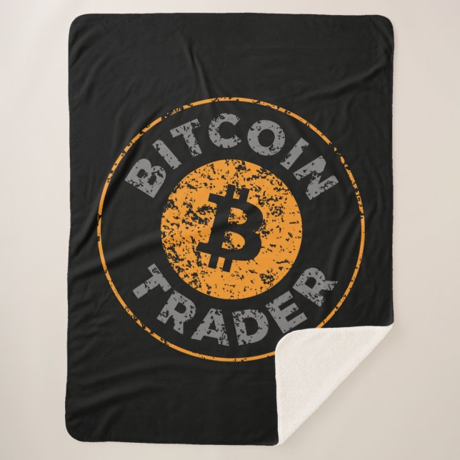 Bitcoin Trader Grunge Text Circle Kontur Black Sherpadecke (Vorderseite)