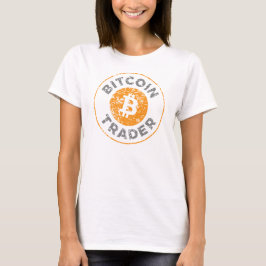 Bitcoin Trader Grunge Text Circle Kontur White F T-Shirt