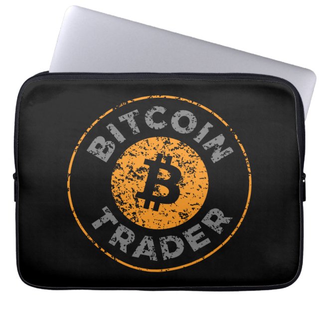 Bitcoin Trader Grunge Text Circle Outl. Black Gray Laptopschutzhülle (Vorderseite)