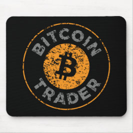 Bitcoin Trader Grunge Text Circle Outl. Black Gray Mousepad