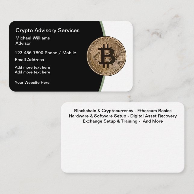 Bitcoin und Cryto Ethereum Services Geschäftskarte Visitenkarte (Vorne/Hinten)
