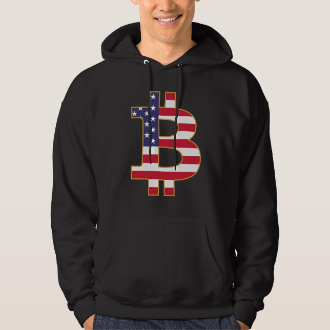Bitcoin USA Flag - Btc Crypto Hoodie (Vorderseite)