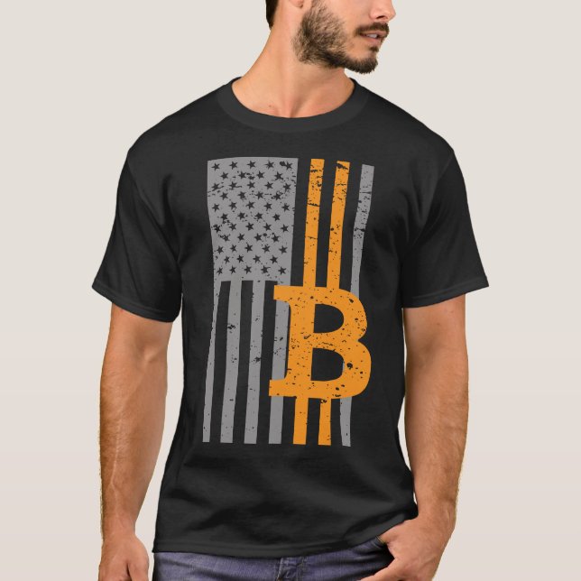 Bitcoin USA Flag Crypto BTC Patriot T-Shirt (Vorderseite)