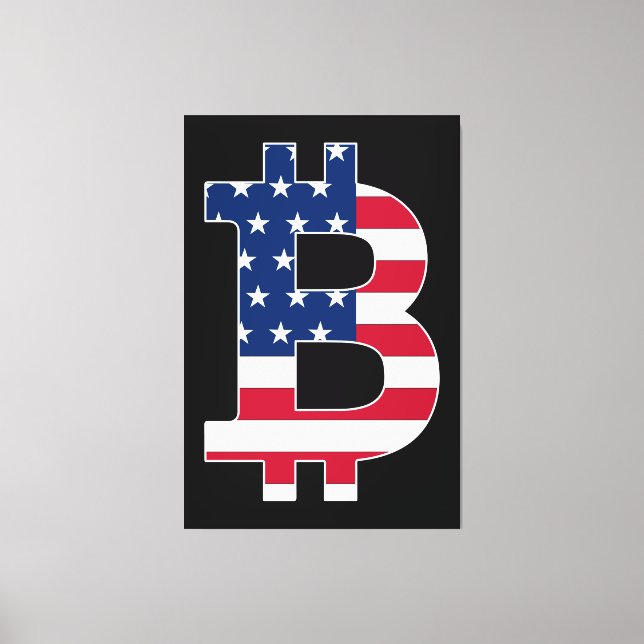 BitCoin USA Flag Leinwanddruck (Vorderseite)