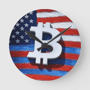 Bitcoin USA Runde Wanduhr