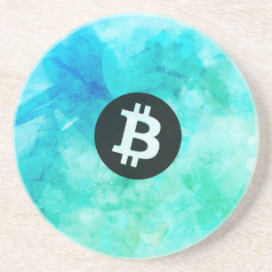Bitcoin-Wasserfarbe (Stil 3 - Strandleben) Getränkeuntersetzer