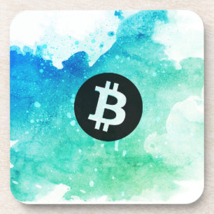Bitcoin-Wasserfarbe (Stil 5 - Wellenreiter) Getränkeuntersetzer