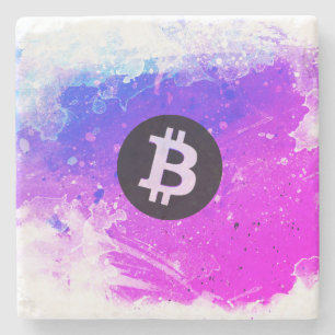 Bitcoin-Wasserfarbe (Stil 6 - Miami Beach) Steinuntersetzer