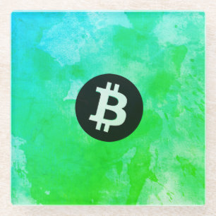 Bitcoin-Wasserfarbe (Stil $ - Green Day) Glasuntersetzer